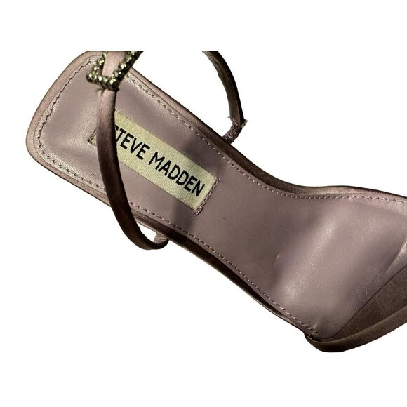 Steve Madden Aislinn Lilac Satin Strappy Rhinestone Detail Slip-On Sandals 6.5M - Picture 5 of 11